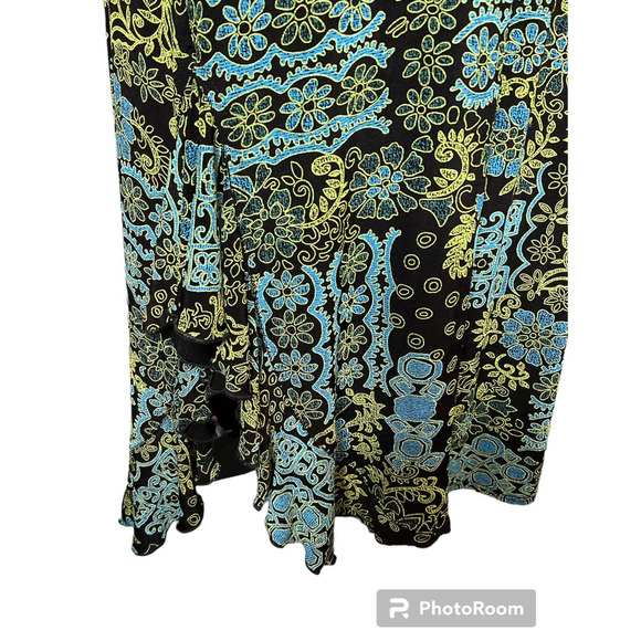 Coldwater Creek Midi Dress in 60s Inspired Green and Blue Floral Size Small - Picture 4 of 6